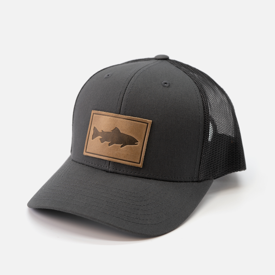 Range Leather Co. - Trout Hat - Leather Patch Trucker Cap