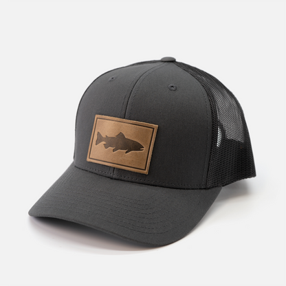 Range Leather Co. - Trout Hat - Leather Patch Trucker Cap