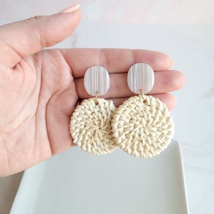 Spiffy & Splendid - Dominica Earrings - Light Rattan Seashell // Resort, Jewelry