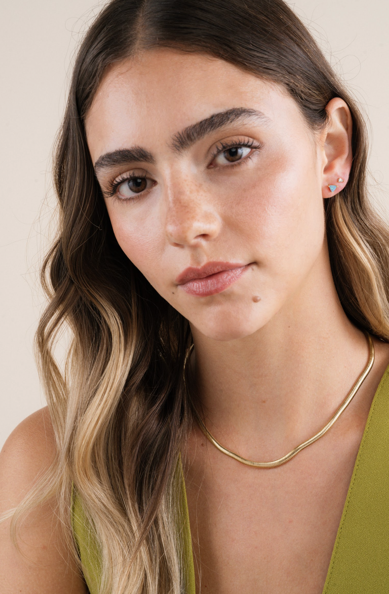 JaxKelly - Mini Energy Gem - Fire Opal - Gold Earrings
