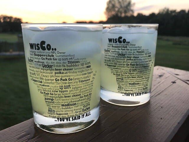 Flags Over Wisconsin - Wisco Lingo Rocks Glass