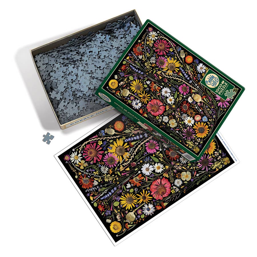 Outset Games and Cobble Hill Puzzles - Flower Press: Happiness 1000pc Puzzle