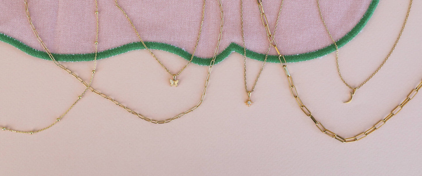 JaxKelly - Mini Butterfly Pendant Necklace - 18k Gold Plated