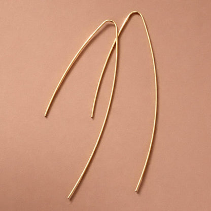 MA206 Mia Accessories - 18K Gold PVD Plated Stainless Steel Long Threader Earrings - 7514