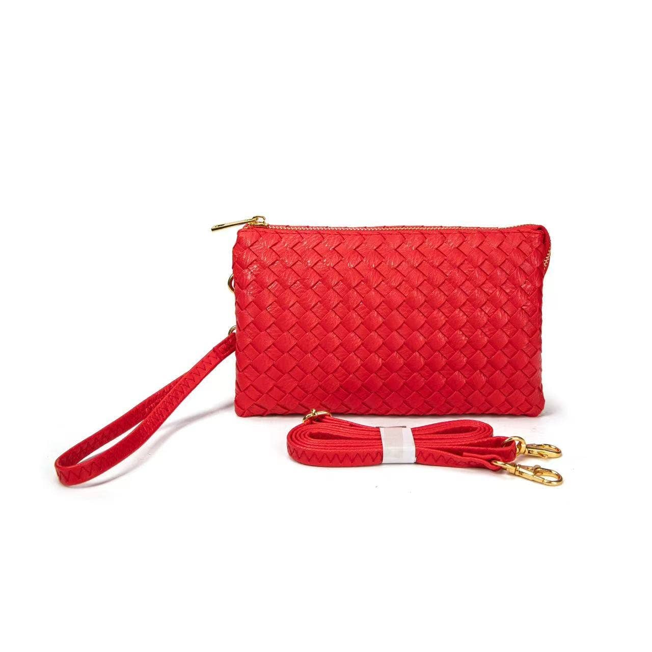 MiMi Wholesale - 7050 Kathy Woven Three Compartment Clutch/Crossbody Bag