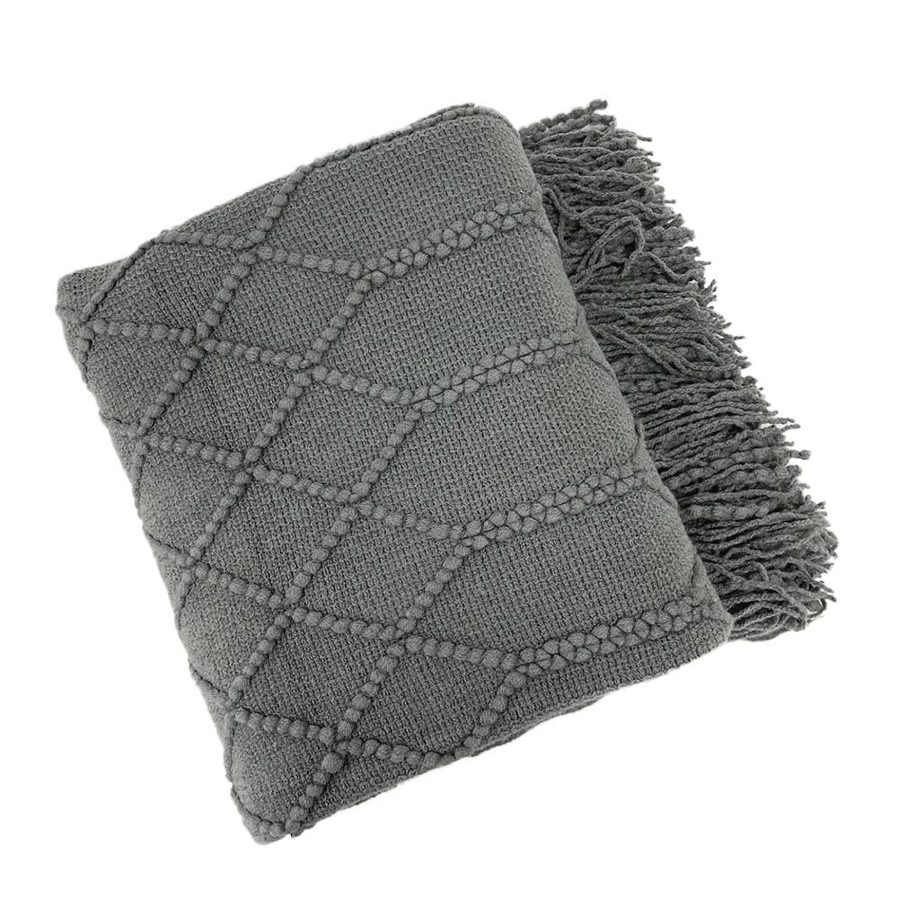 Fennco Styles - Rhombus Diamond Knit 50x60 Inch Throw Blanket