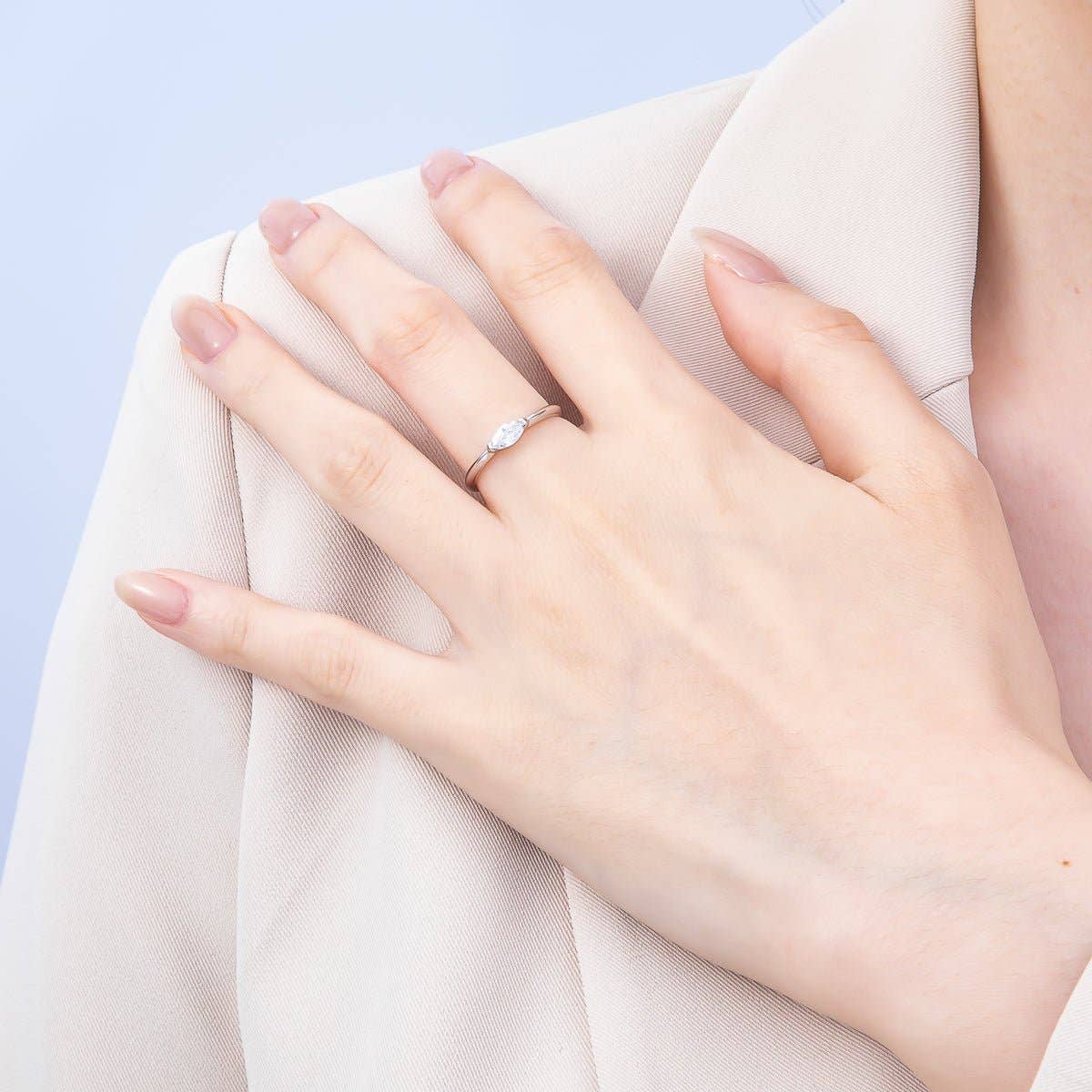 Aim Eternal - 16K Gold Filled Clear Marquise CZ Minimalist Bezel Adjustable Ring in Gold & Silver | Rings-00161 Rings-00162