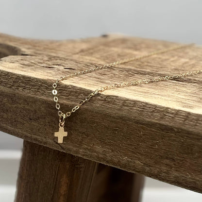 Sela+Sage - Tiny Religious Necklace, Christian Cross