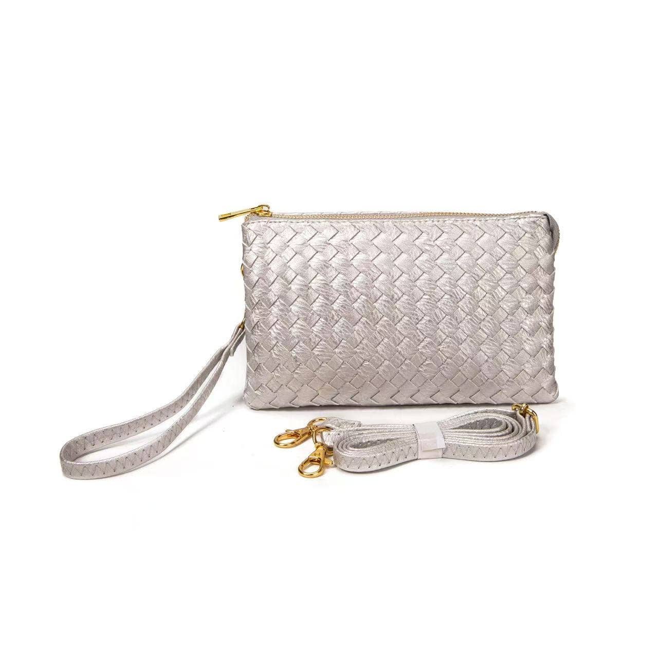 MiMi Wholesale - 7050 Kathy Woven Three Compartment Clutch/Crossbody Bag