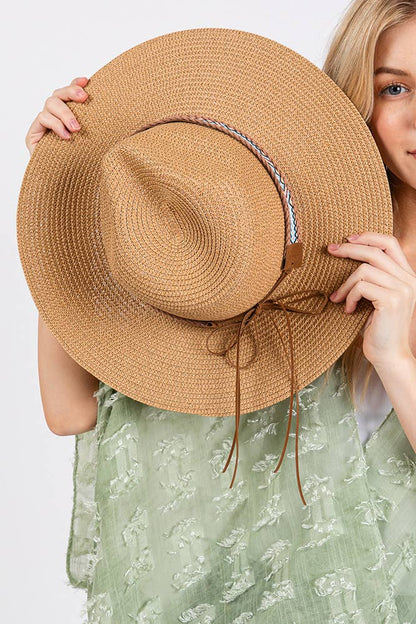 Hana - Woven Boho Aztec Pattern Band Summer Sun Hat