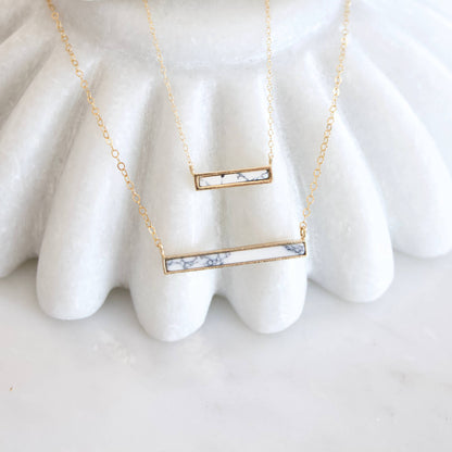 Mesa Blue - Turquoise, White Turquoise Bar Necklace