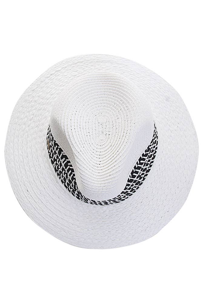 Hana - C.C Paper Straw Panama with Whip Stitches on Woven Trim