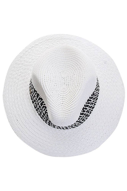 Hana - C.C Paper Straw Panama with Whip Stitches on Woven Trim