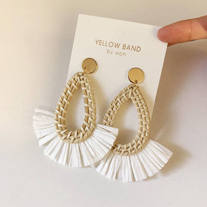 Dipped Shop - Scalloped Tassel Rattan Vacation Earrings DPJE1716