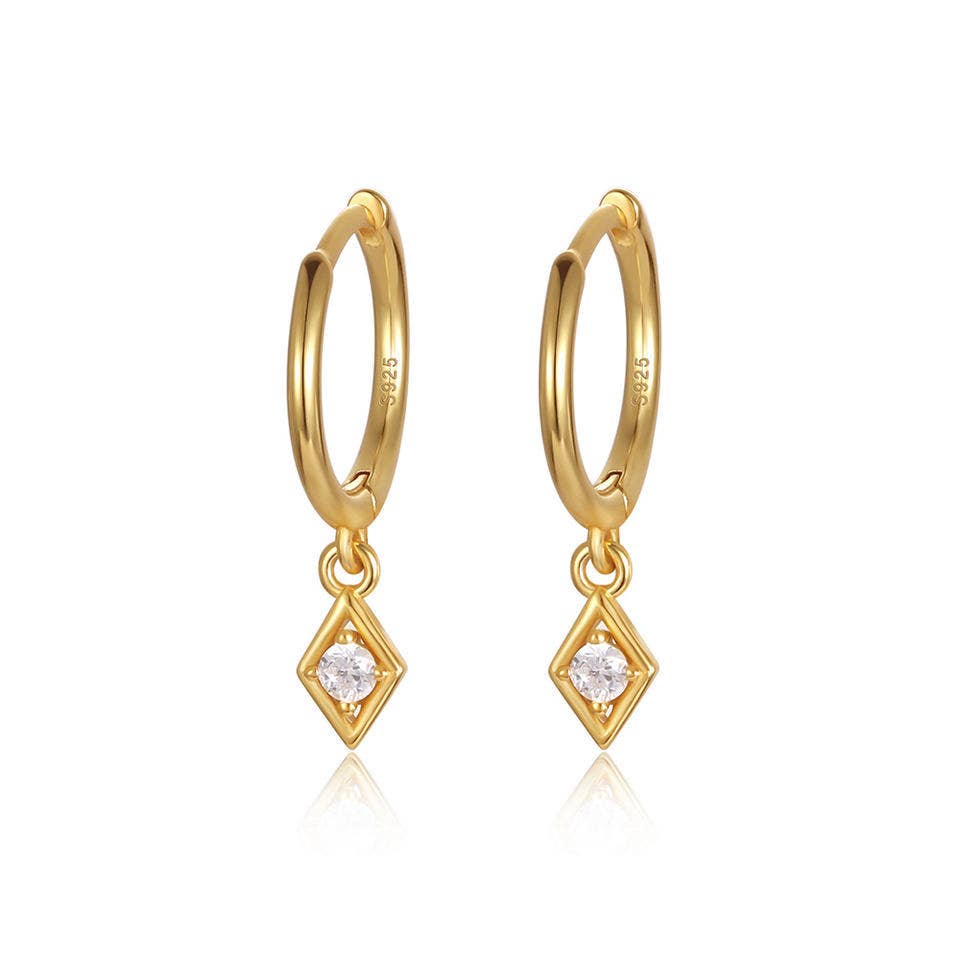 Melange Blanc - E181 dangle hoop earring, dangle earring, gold dangle