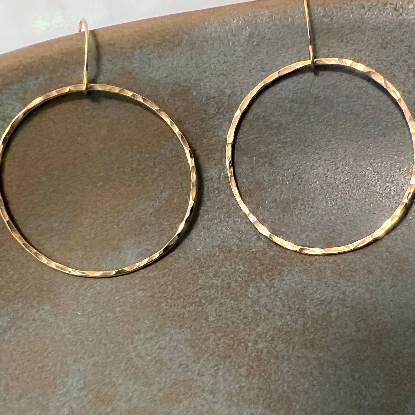 Sela+Sage - Hammered Open Circle Earrings, Large
