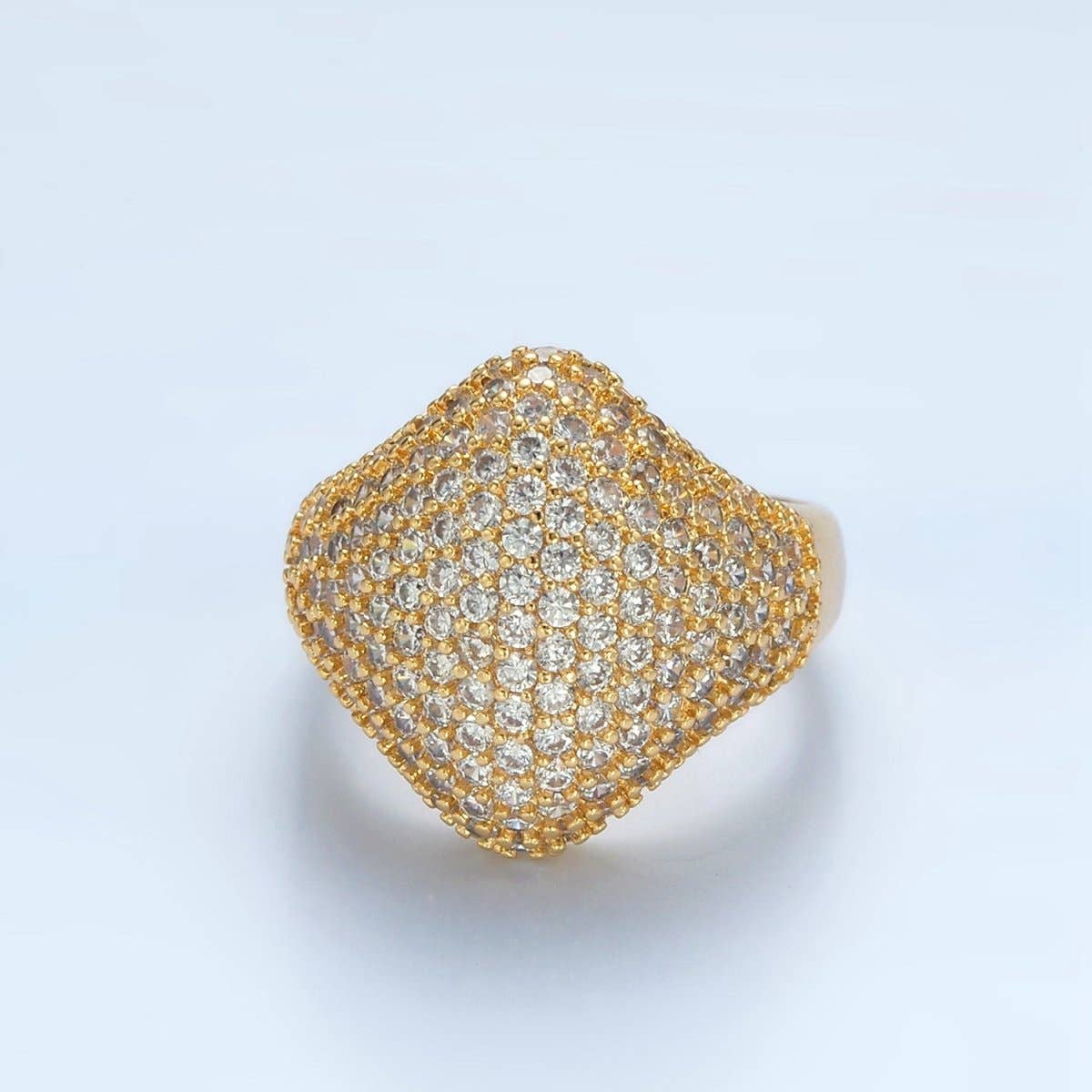 Aim Eternal - 24K Gold Filled Micro Paved CZ Rhombus Dome Ring | U328