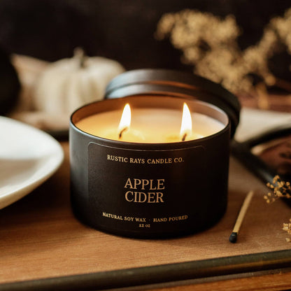 RR101 Rustic Rays Candle Co. - Apple Cider 12 oz Soy Candle - Fall Home Decor & Gifts