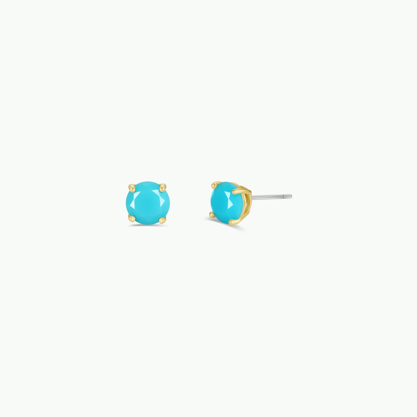 JaxKelly - Round - Turquoise Gemstone- Gold Earrings