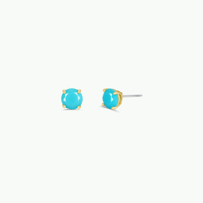 JaxKelly - Round - Turquoise Gemstone- Gold Earrings