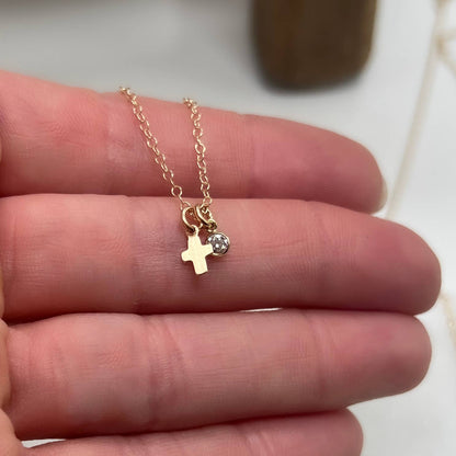 Sela+Sage - Tiny Religious Necklace, Christian Cross