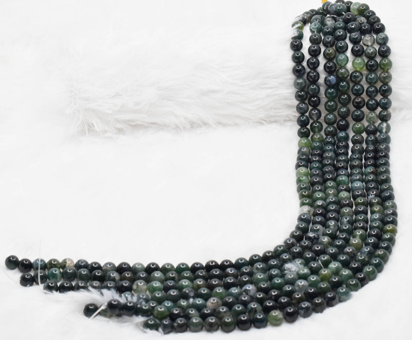Soothing Crystals - Moss Agate Round Beads 4mm, 6mm, 8mm, 10mm,12mm Mala Beads