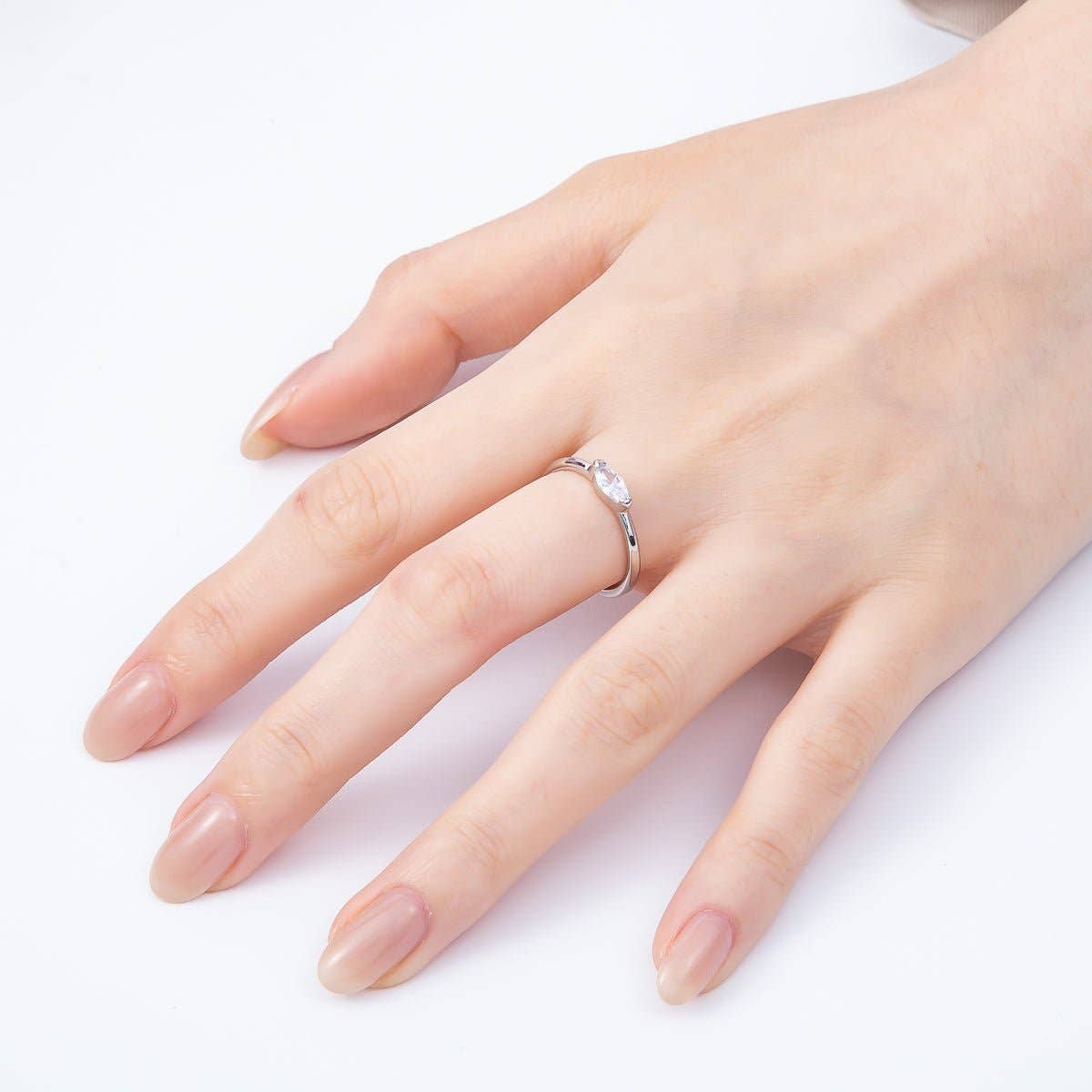 Aim Eternal - 16K Gold Filled Clear Marquise CZ Minimalist Bezel Adjustable Ring in Gold & Silver | Rings-00161 Rings-00162