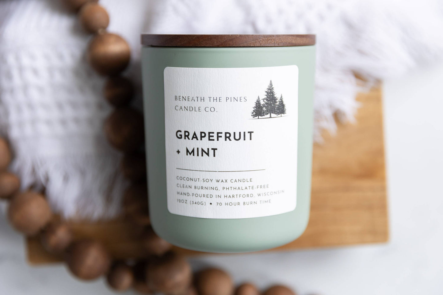 Beneath The Pines Candle Co. - Grapefruit + Mint - Coconut Soy Candle