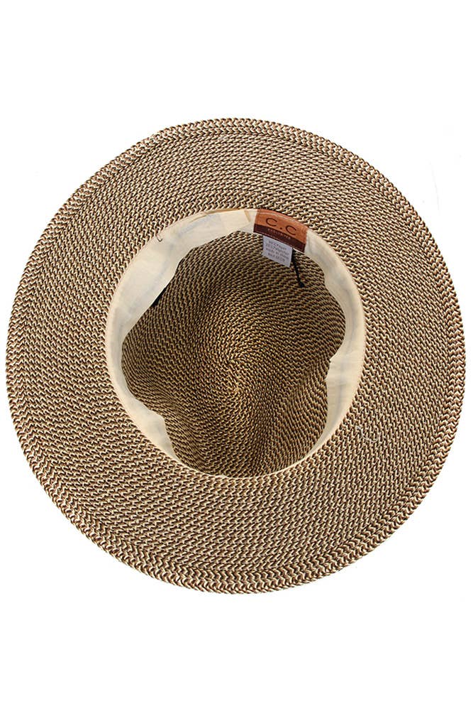Hana - C.C Suede Band Trim Panama Sun Hat