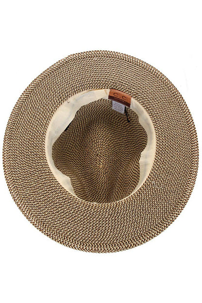Hana - C.C Suede Band Trim Panama Sun Hat