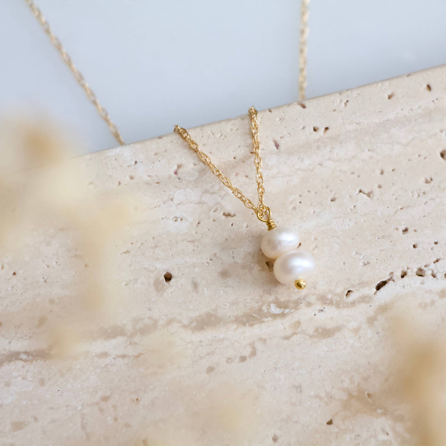 Mesa Blue - Mini Pearl Drop Necklace - Gold Filled