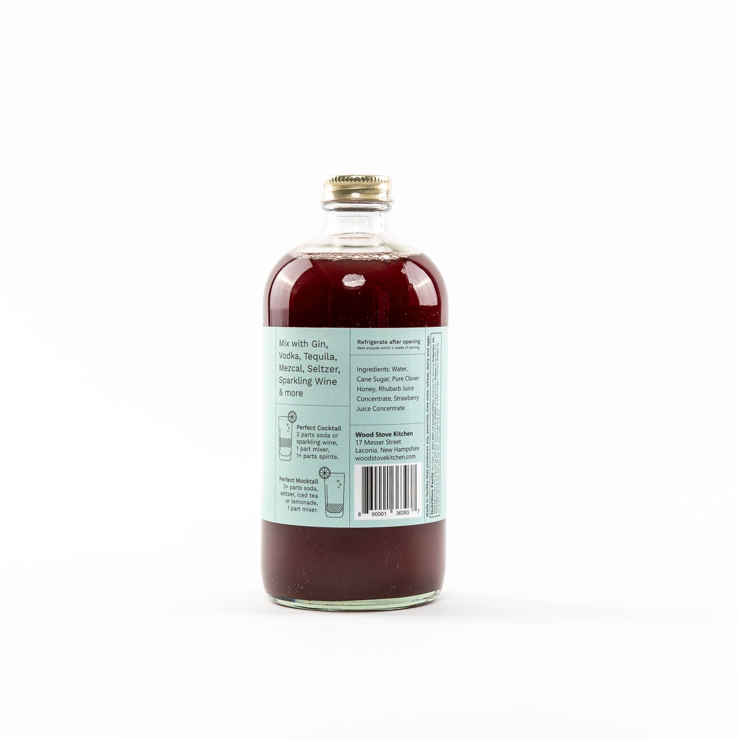 Wood Stove Kitchen - Strawberry & Rhubarb Cocktail and Mocktail Mixer, 16 fl oz