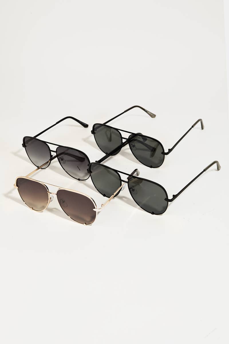 Collections by Fame Accessories - Classic Metallic Aviator Frame Sunglasses