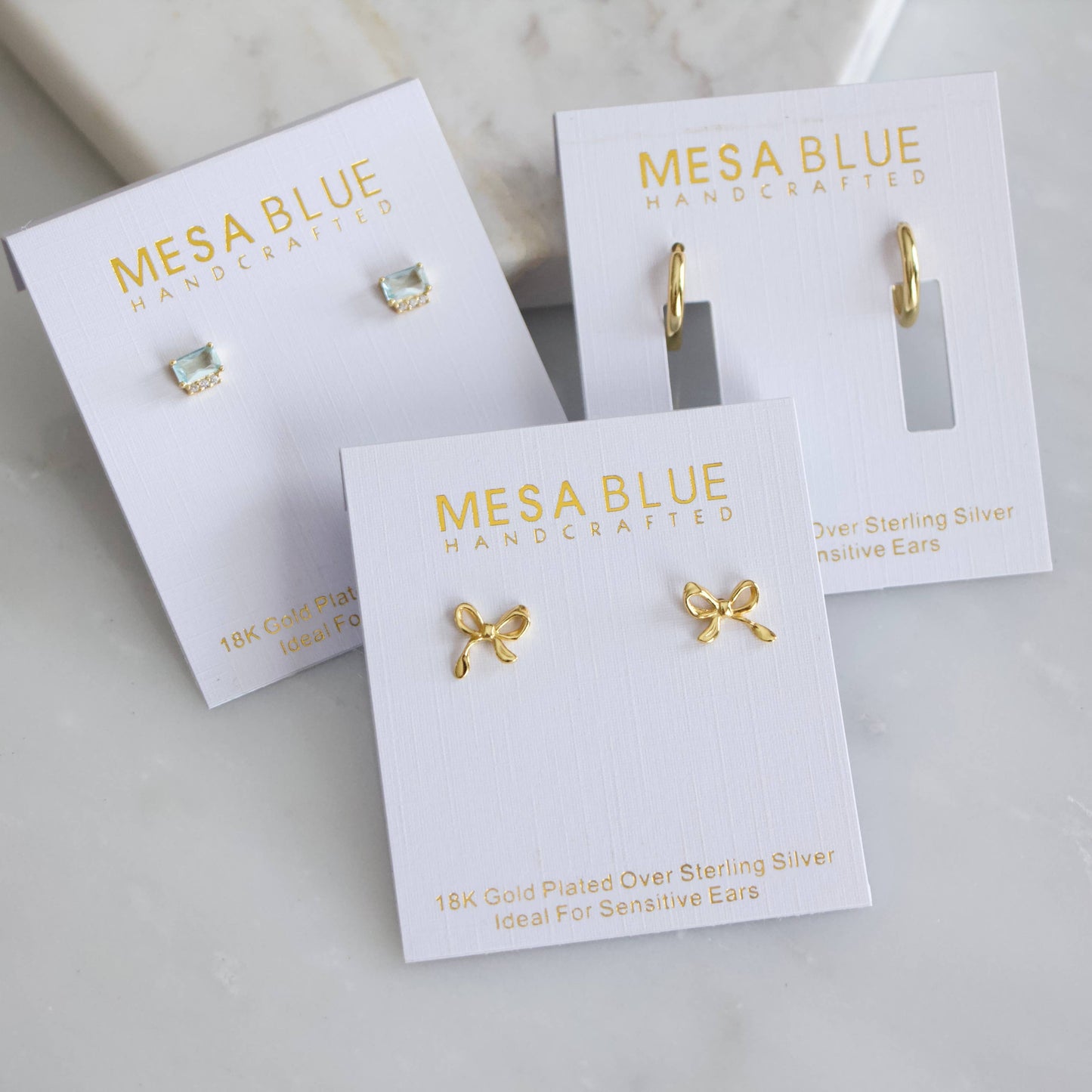 Mesa Blue - Aquamarine Quartz Stud Earrings -Hypoallergenic, Sterling Si