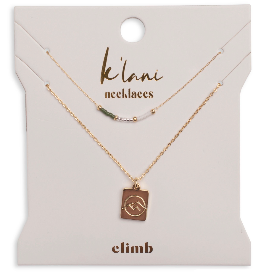 K'lani hair tie bracelets - "Climb" Gold Mountain Necklace Set