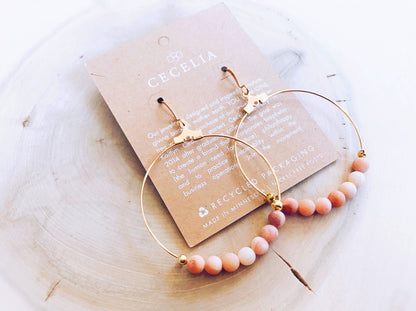Cecelia Designs Jewelry - Gemstone and Gold Plated Hoop Earrings
