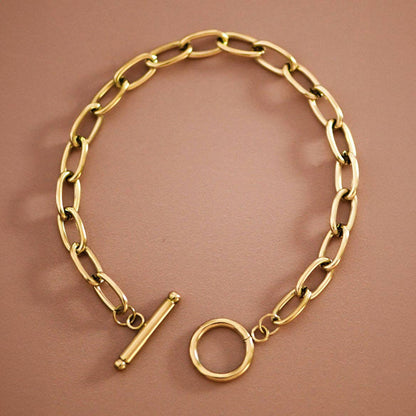 MA209 Mia Accessories - 18K Gold Plated Paperclip Chain Stainless Steel Bracelet - 7365