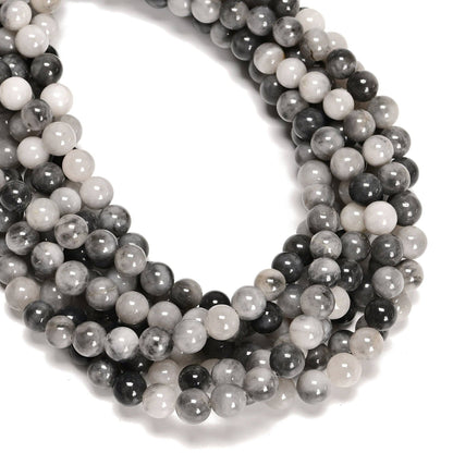 CRCBEADS - Natural Chinese Cloudy Gray Quartz Smooth Round Beads Size 8mm 10mm 15.5" Strand