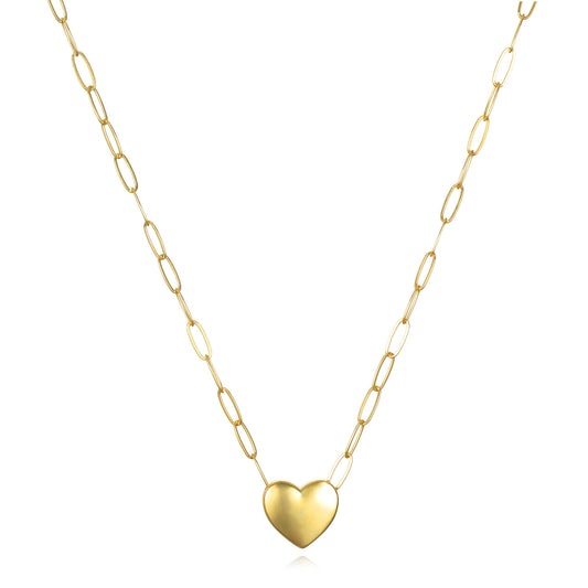 Amelia Rose Jewelry - Paperclip Heart Necklace-Gold