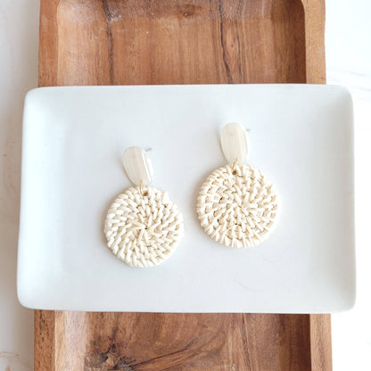 Spiffy & Splendid - Dominica Earrings - Light Rattan Seashell // Resort, Jewelry
