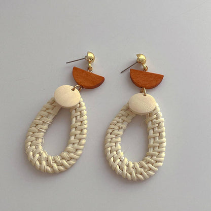 Dipped Shop - Wooden Vintage Rattan Elegant Earrings DPJE1802