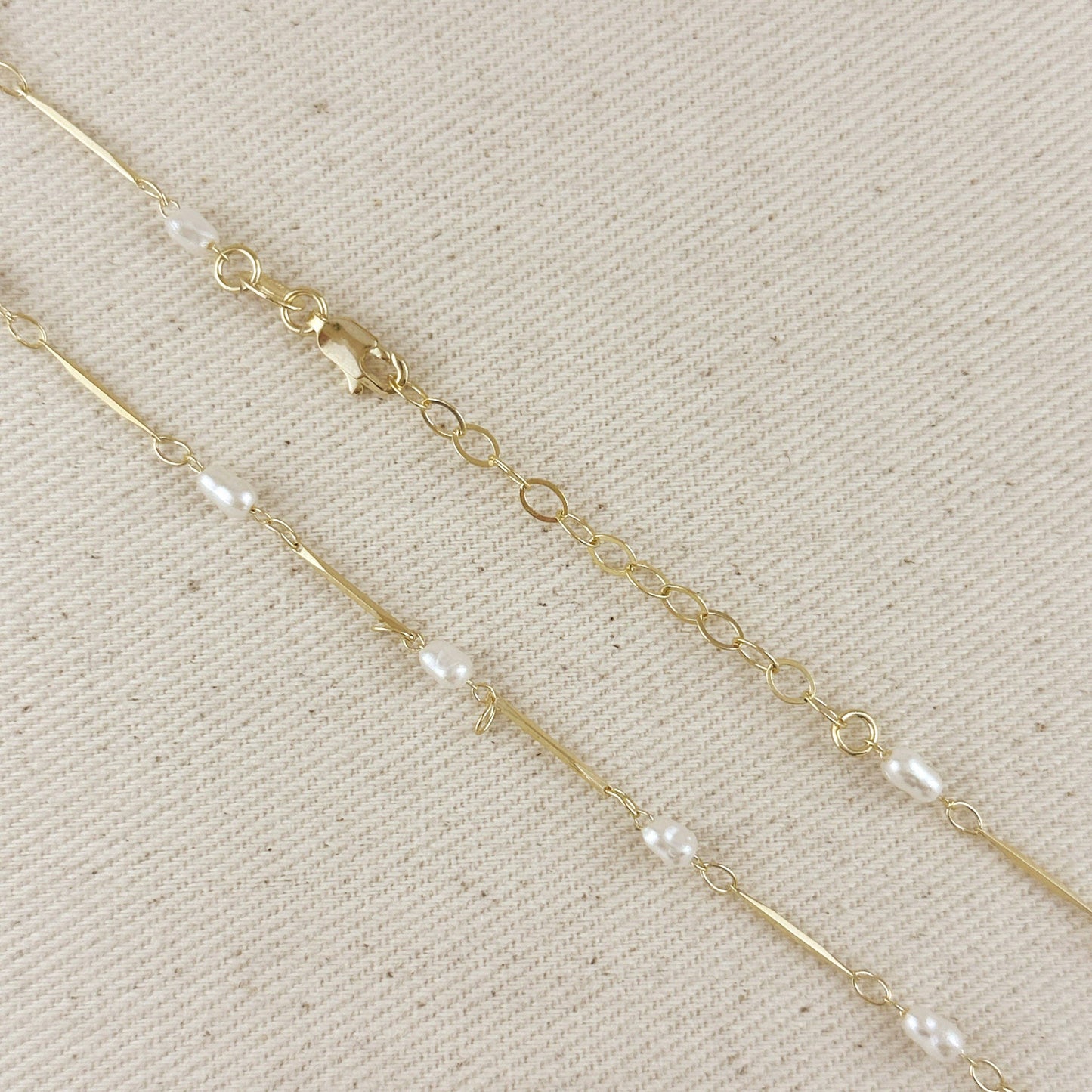 GoldFi - 18K Gold Filled Pearl Bead & Straw Necklace