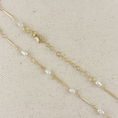 GoldFi - 18K Gold Filled Pearl Bead & Straw Necklace