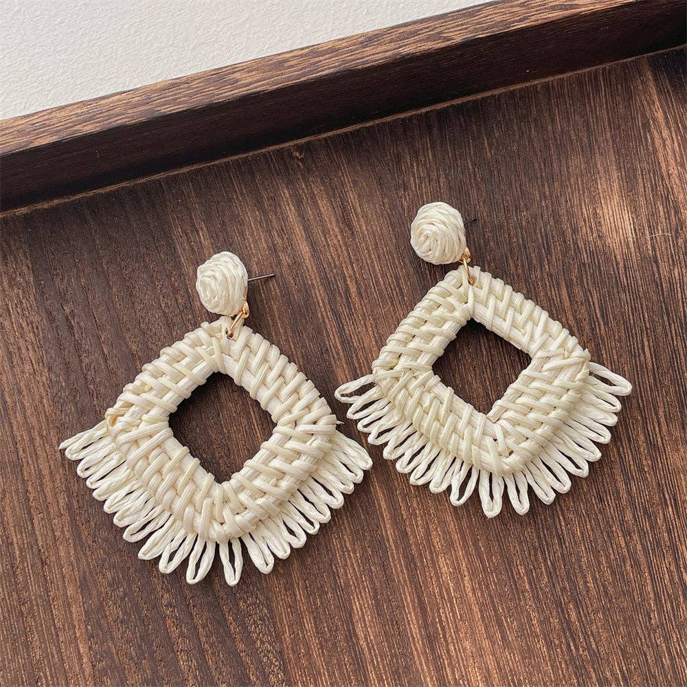 Dipped Shop - Vintage Handwoven Rattan Grass Earrings DP25D776