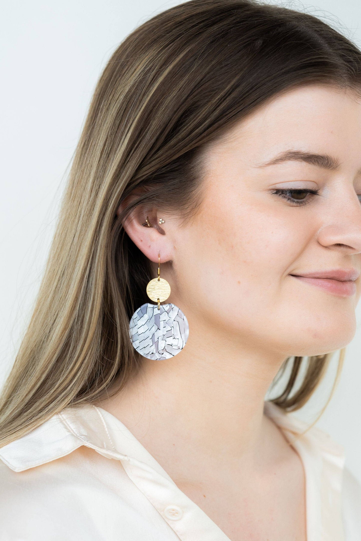 Spiffy & Splendid - Zoey Earrings - Pearl Black Stripe //Jewelry, Gifts