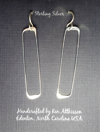 ER353 Ken’s handcrafted jewelry - Sterling Silver Earrings Skinny Rectangle