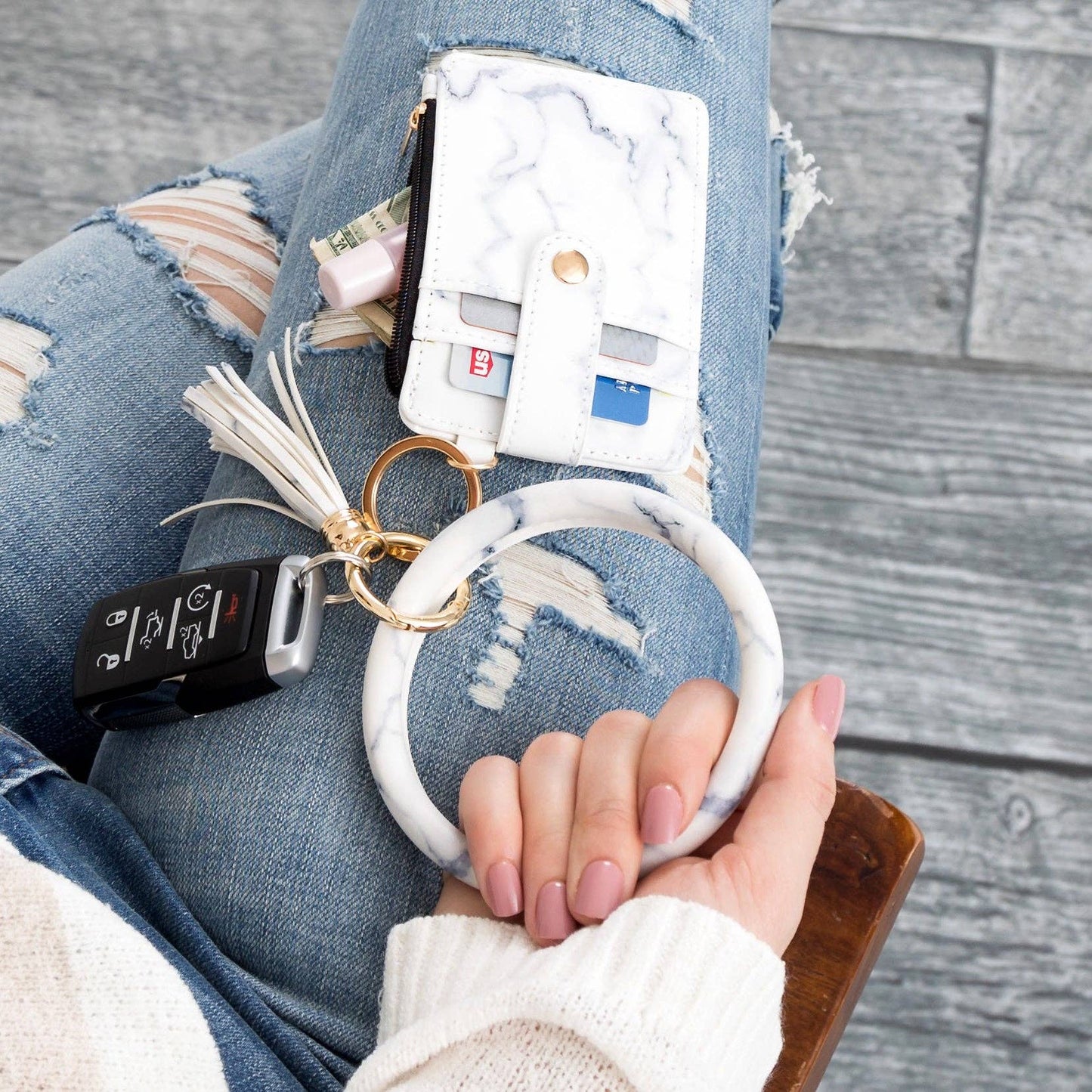 Aili's Corner - Key Ring ID Wallet Zip Bracelet
