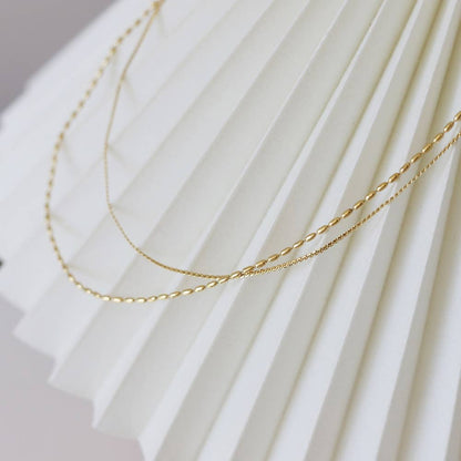 Melange Blanc - N018 gold double strand dainty chain minimalist necklace