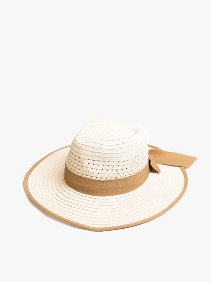 Jen & Co. - HAT2494 Diane Straw Fedora w/ Ribbon & Contrast Trim