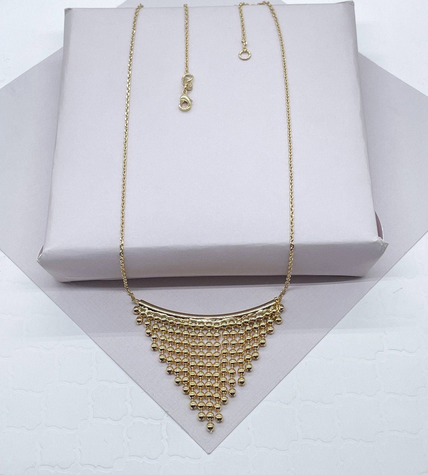 Milie Jewels - 18k Gold Filled Boho Chain Necklace Fringe Dangling Beads